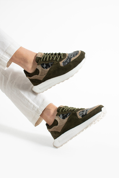 Safari Ayakkabı Chen Haki Paraşüt Hakiki Deri Sneakers