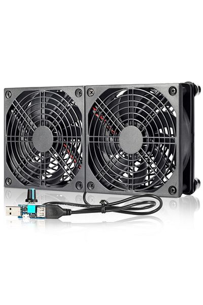 Choice Dual Fan 120mm Router Cooling Fan DIY PC Cooler TV Box Wireless Silent Quiet DC 5V USB Power 120mm 2