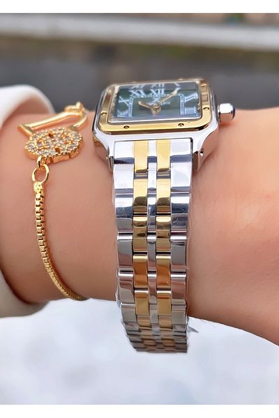 Daniel Klein Yellow Silver Color Women's Wrist Watch and Bracelet Gift