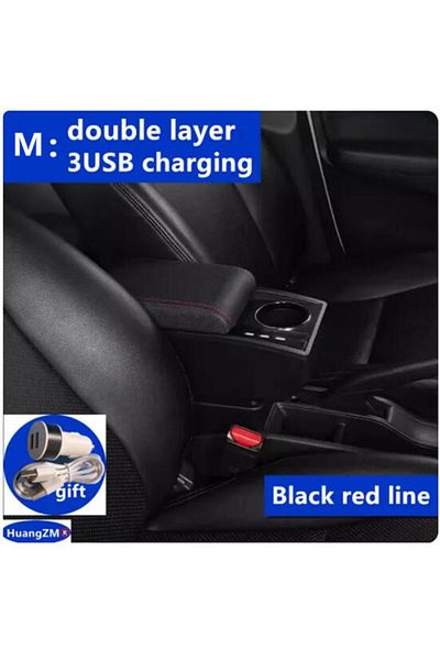 Choice M1 red line 3USB For Renault Clio 4 Armrest For Renault Captur Clio 3 III IV Car Armrest Box Accesso
