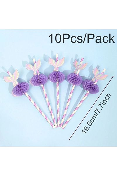 Choice 10 قطع من كرات ورقية على شكل قرص العسل على شكل حورية البحر أرجوانية للفتيات لحفلات أعياد الميلاد وحفلات استقبال المولود الجديد