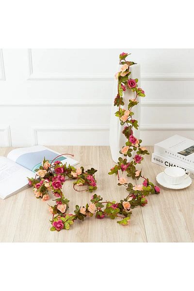 Choice 1pcs Rose Pink 250cm Rose Artificial Flowers Christmas Garland For Home Room Wedding Decoration Spri