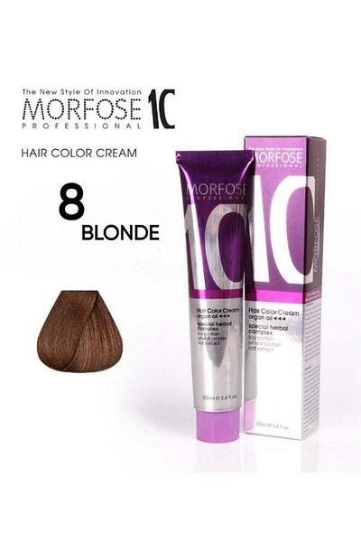 Morfose Morfose 10 Argan Oil Hair Color Cream 8 Blonde, 100ml