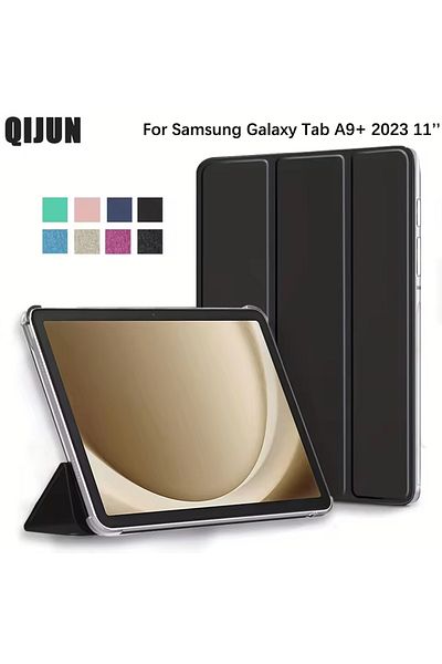 Choice جراب جلدي قابل للطي ثلاثي الطي مع حامل وخاصية السكون التلقائي لجهاز Samsung Galaxy Tab A9 Plus مقاس 11 بوصة، أسود من البولي يوريثان