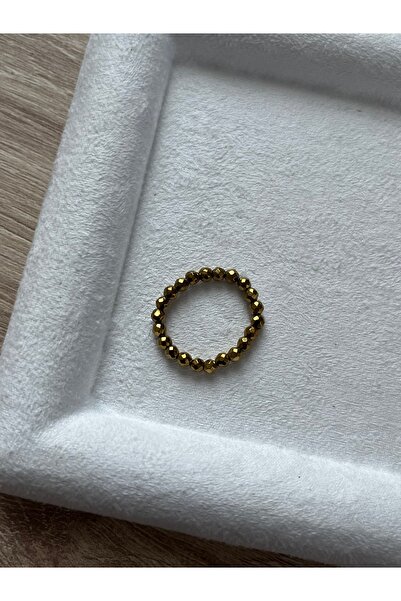 Pel Design Minimal Faset Hematit Taşı Lastikli Yüzük