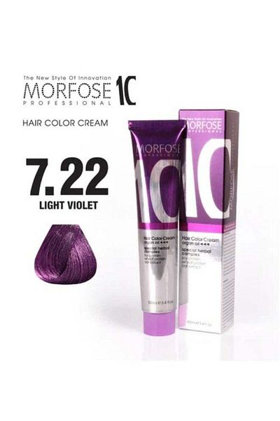 Morfose Morfose 10 Hair Color Cream with Argan Oil - 7.22 Light Violet, 100ml