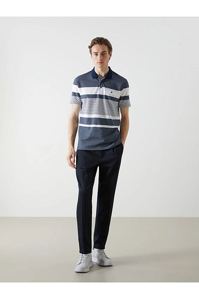 LC Waikiki Ανδρικό μπλουζάκι Classic Polo με κοντό μανίκι ριγέ πικέ Standard Fit