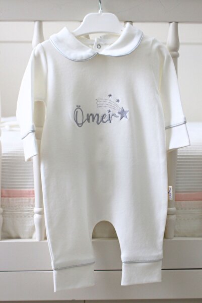 BabiesFirst Gümüş İsim Nakışlı 3'lü Bebek Tulum Seti – Yeni Doğan Hastane Çık...