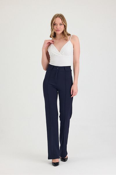 Livik Navy Blue Women's Shabby Super High Shabby Palazzo Pants