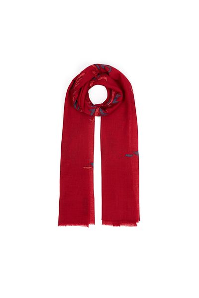 ipekevi Burgundy Sadberk Patterned Wool Silk Shawl