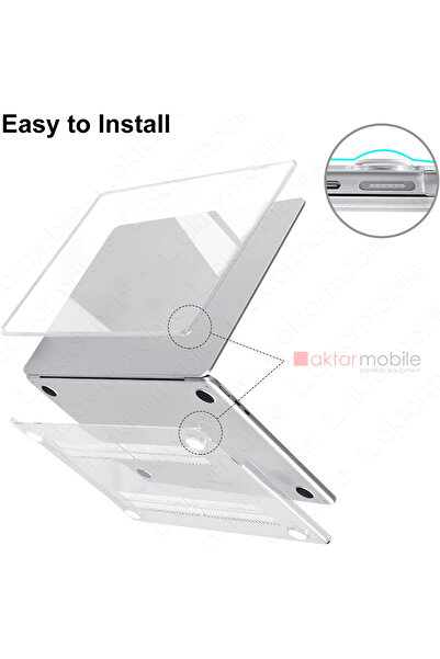 AktarMobile Macbook Air 13.6" M2 M3 M4 A2681 A3113 A3240 Uyumlu Şeffaf Kapak Koruyucu Kılıf Parlak Tasarım