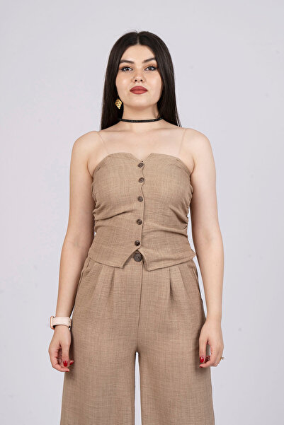 MissVina Στράπλες λινό σετ δύο τεμαχίων 1142