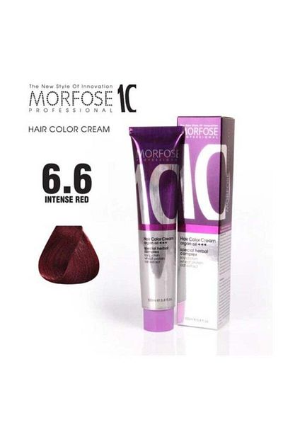 Morfose Morfose 10 Argan Oil Hair Color Cream - Vibrant Intense Red (6.6), 100ml