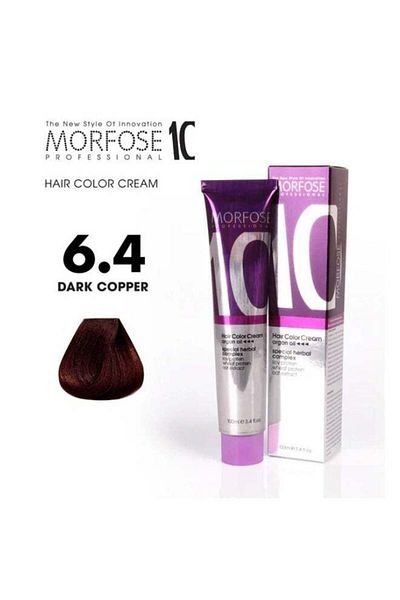 Morfose Morfose 10 Hair Color Cream with Argan Oil - Dark Copper (6.4), 100ml