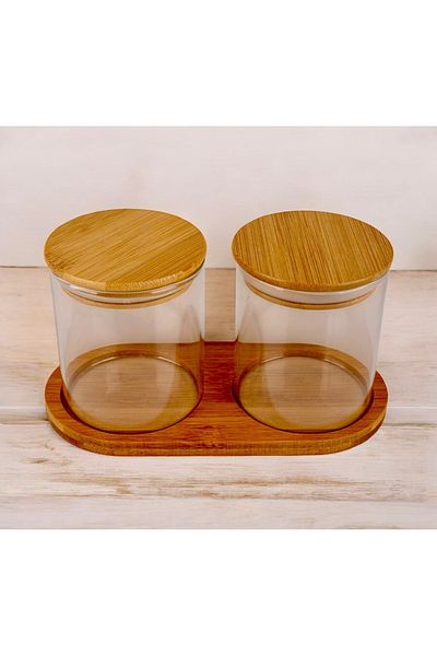 Pembelia Life Spice, Salt, Coffee Multi-Purpose Presentation Cotton Jar with Bamboo Stand
