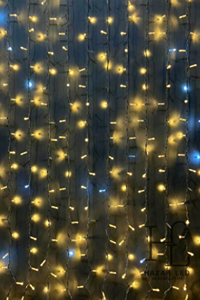 Hazar Led 2x2 Metre Perde Led Işık 400 Ledli Eklenebilir Ip65 Gün Işığı Beyaz Flaşlı Dekoratif Led Işık