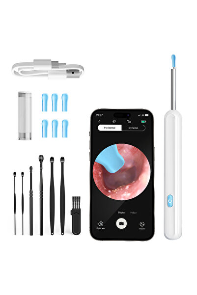 Choice أداة تنظيف الأذن البيضاء البصرية مع كاميرا عالية الدقة ومنظار الأذن ومنظار داخلي وشاحن USB وأداة إزالة شمع الأذن