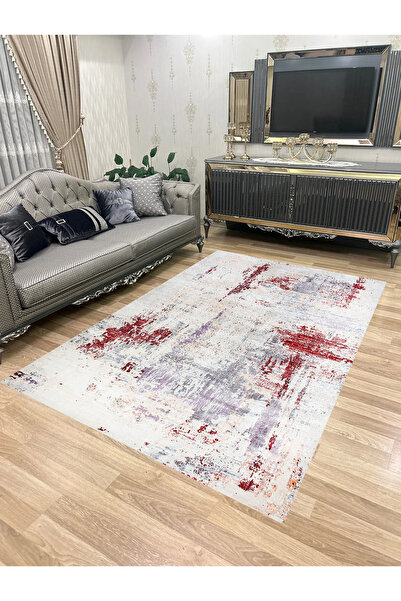 Bordo Halı Yıkanabilir Kaymaz Taban Halı Mutfak Dekor Yolluk Koridor Halısı S...