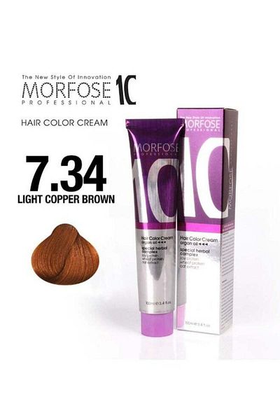 Morfose Morfose 10 Light Copper Brown Hair Color Cream - Enriched with Argan Oil & Natural Oils, 100ml