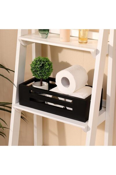 Generic Black Wooden Bathroom Storage Box for Toilet Tank Topper and Toilet Paper Organizer Basket