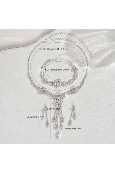 byozanyılmaz Complete Stones Engraved Necklace Earring Bracelet Set