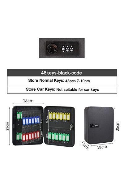 Choice صندوق قفل متعدد المفاتيح برمز مرور أسود 48keys، صندوق تخزين آمن، منظم مفاتيح السيارة الاحتياطية