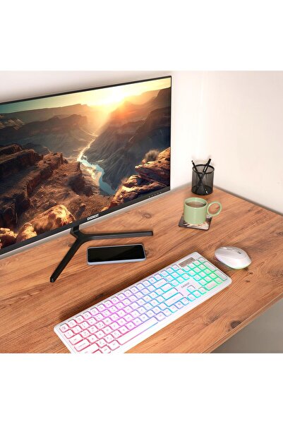 Everest KM-319BT Beyaz 2.4G+BT1+BT2 Çoklu Cihaz Bağlantılı Q Set Kablosuz Klavye + Mouse