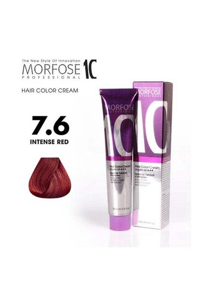 Morfose Morfose 10 Hair Color Cream with Argan Oil - Fire Red (7.6), 100ml