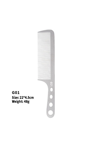 Choice مشط حلاقة معدني فضي من الفولاذ المقاوم للصدأ G01، أمشاط صالون تصفيف ال...