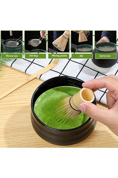 fulina 4-Piece Premium Ceramic Matcha Bowl & Chasen Stand Set,Experience Elegance Tradition Tea Ceremonies