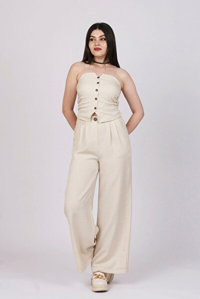 MissVina Στράπλες λινό σετ δύο τεμαχίων 1142