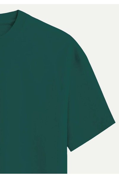 SOFTWAY Unisex Organic Oversize Plain T-Shirt - Dark Green