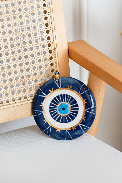 SİNEM YAMAN HOME LACİVERT NAZAR MOTİFLİ KUTULU SERAMİK NAZARLIK / EL YAPIMI S...