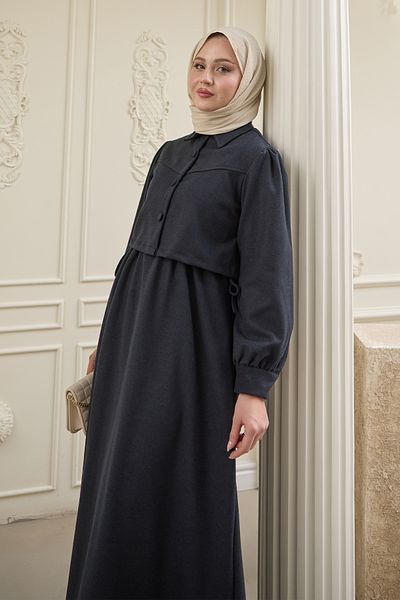 InStyle Σετ ανθρακί μπουφάν Gilet με πλαϊνή γραμμή