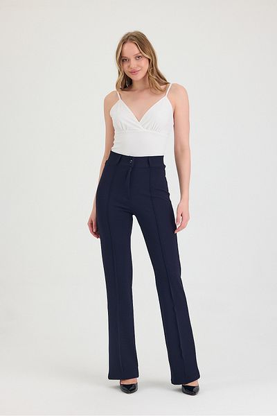 Livik Navy Blue Women's Shabby Super High Shabby Palazzo Pants
