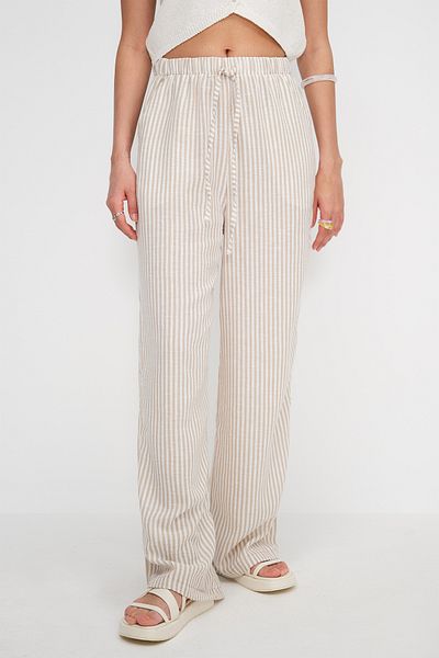 Addax Pantaloni cu picioare late - Design în dungi PN3545