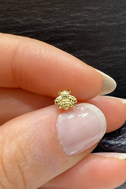 La femme by begum Taşsız Arı Arka Top Döndürmeli Gold Gümüş Piercing,helix,tr...