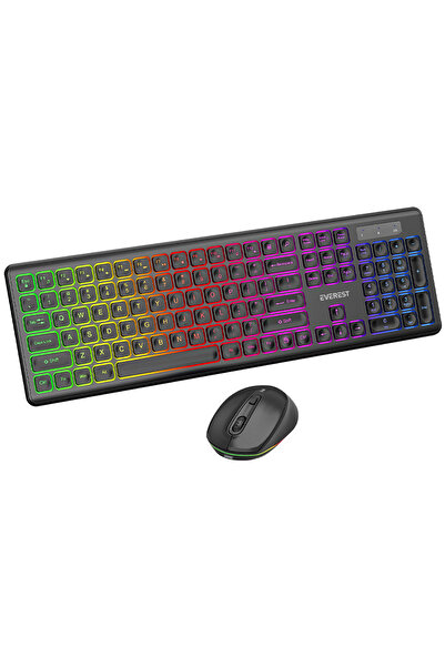 Everest KM-319BT Siyah 2.4G+BT1+BT2 Çoklu Cihaz Bağlantılı Q Set Kablosuz Klavye + Mouse
