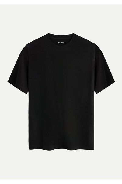 SOFTWAY Unisex Organic Oversize Plain T-Shirt - Black