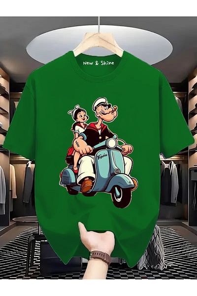 New Shine Μπλουζάκι Popeye Popeye Printed Large Size Oversize T-Shirt