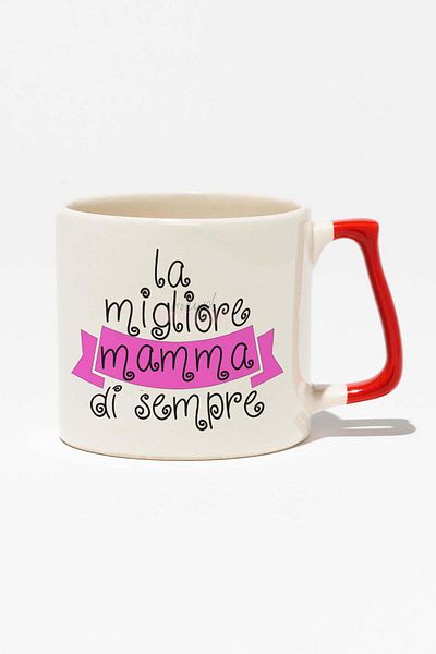 qoeuyl boutique La Migliore Mamma Di Semper Mother's Day Gift Printed Modern Ceramic Mug with Red Handle