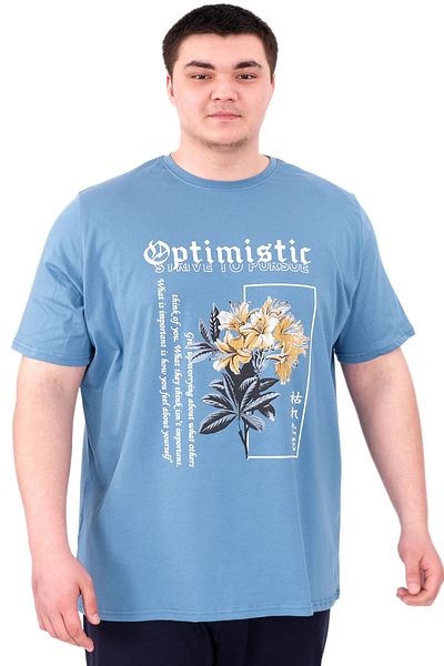 ModeXL Ανδρικό μπλουζάκι μεγάλου μεγέθους Mode XL OPTIMISTIC Μπλε λαιμόκοψη U25028