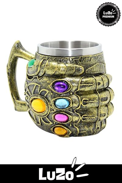 LuZo Premium Lover Gift for Friend Decorative Stainless Steel Thanos Hand Design Mug Cup 16X11 cm