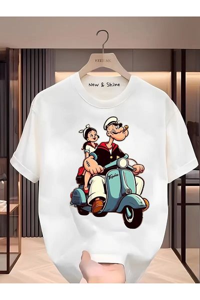 New Shine Μπλουζάκι Popeye Popeye Printed Large Size Oversize T-Shirt