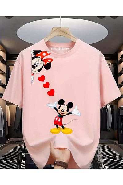 New Shine Tricou oversize cu imprimeu Mickey și Minnie Mouse