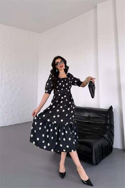 Dipmoda Τετράγωνος γιακάς Ζώνη li Με φλοράλ μοτίβο Midi μήκος Φόρεμα ειδικής ...