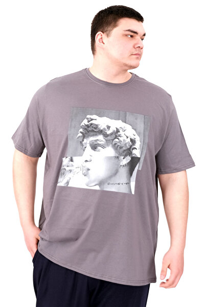 ModeXL Чоловіча футболка великого розміру Mode XL - Велосипедна комір U25027 Фума