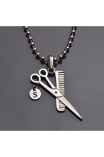 idolavm Harfli Makas Tarak Erkek Kolye Takı Berber Kuaför Hediyelik Aksesuar