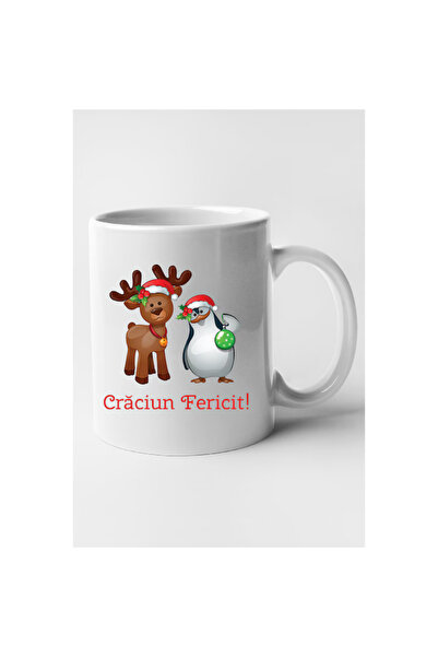 OEM Cană albă personalizată „Crăciun fericit!”, Model 23, Inovatix®️. 330ml