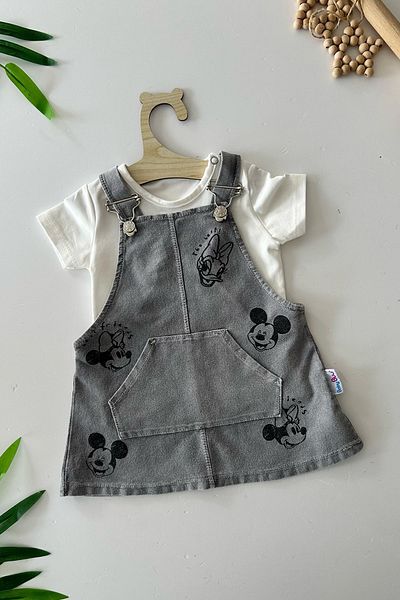 Minigimin Cicileri Gray Size Wolves - Soğap Printed Soft Denim Baby Set 2 Piece